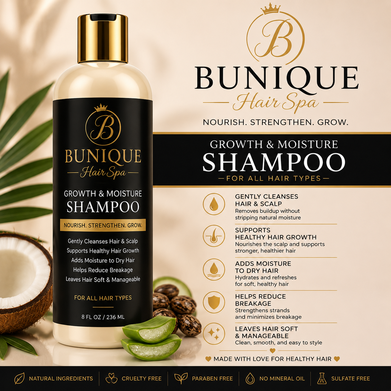 BUNIQUE Growth & Moisture Shampoo